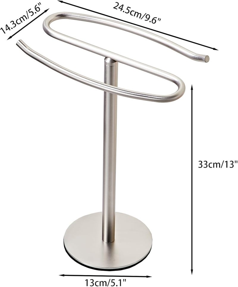 BTHRMHW Brushed Nickel Hand Towel Holder Stand,13 Inch Free-Standing Towel Rack, SUS304 Stainless Steel Towel Bar Rack Stand, Tower Bar for Bathroom Kitchen Vanity Countertop… - Image 3
